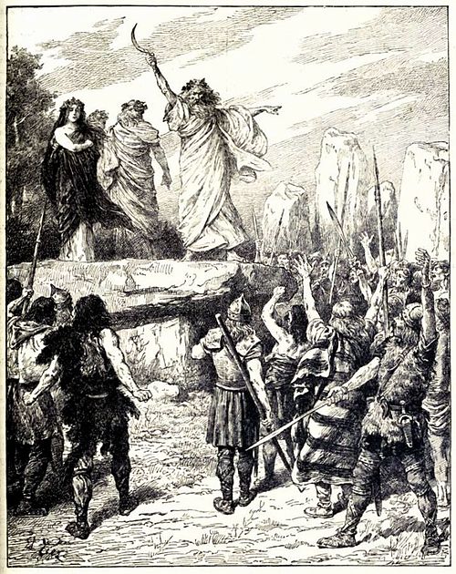 Druids Inciting the Britons to oppose the landing of the Romans – from Cassell's History of England, Vol. I – anonymous author and artists