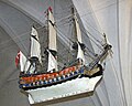 Kirkeskibsmodel af Prinds Christian fra 1757, i Elling Kirke, ca. 5 km nordvest for Frederikshavn.