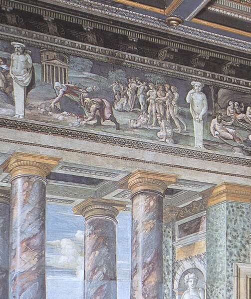 Detail of frescoes in the "Perspectives' Hall" by Baldassare Peruzzi