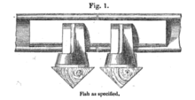 The first railway fishplate, patented by William Adams and Robert Richardson in 1847 Fishplate 1847.png