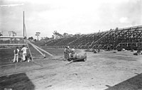 Football stadium during construction at University of Miami, Coral Gables, Florida