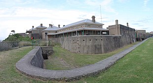 Fort Scratchley, showing the dry moat that surrounds part of the structure Fort Scratchley in Newcastle.jpg