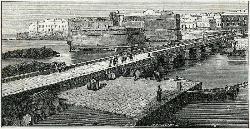 File:Gallipoli veduta del castello e del ponte xilografia di Richard Brend'amour.jpg