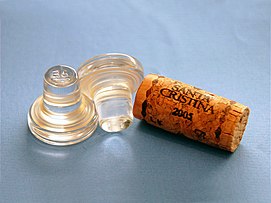 Stopper kaca kanggo botol anggur lan stopper gabus .