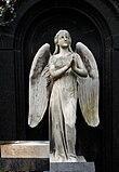 Um 1900: Marmor-Engel für Grabmal Naumann auf dem Taucherfriedhof Bautzen