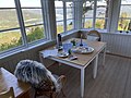 Granum gård, Fluberg, Søndre Land, Norway. Pensjonat fra 1930 (Boarding house, bed and breakfast inn) Glassveranda med utsikt til Randsfjorden (Interior) 2021-06-02 IMG 1979.jpg