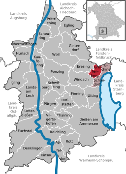 Läget för Greifenberg i Landkreis Landsberg am Lech