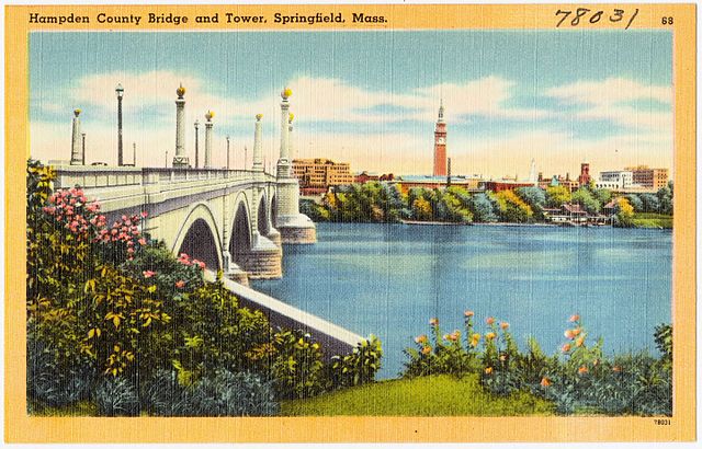 Hampden County Memorial Bridge over the Connecticut, connecting Springfield/West Springfield, c. 1945
