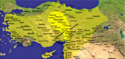 A hettiták törzsterülete és a birodalom legnagyobb kiterjedése