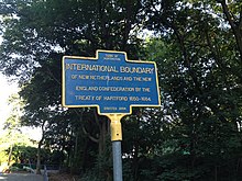 Town of Huntington Historical Marker of Treaty of Hartford Boundary (1650-1664). Historical Marker of the Treaty of Hartford Boundary (1650).jpg