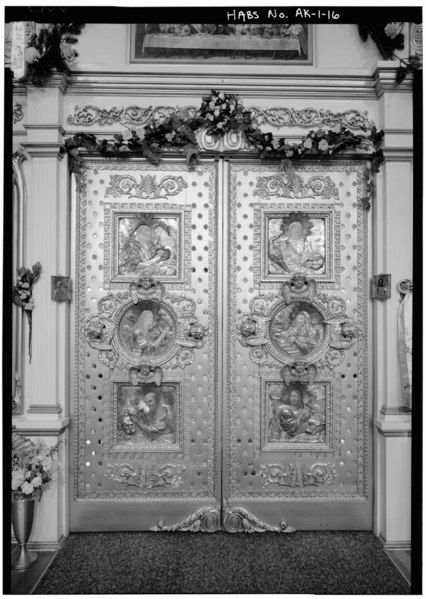 File:INTERIOR, NAVE, ICONOSTAS, DETAIL OF ROYAL DOORS - Saint Michael's Cathedral, Lincoln Street, Sitka, Sitka Borough, AK HABS AK,17-SITKA,1-16.tif