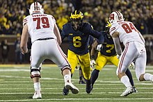 Edwards with the Wisconsin in 2018 playing against Michigan on October 13 IX8A8462 (45287741282).jpg