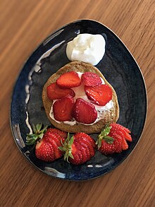 Pancakes made from insect powder, served with strawberries and skyr InPact Protein Pancakes Strawberries.jpg