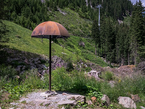 Rust sculpture for the song at the Ischgl Walk of Lyrics