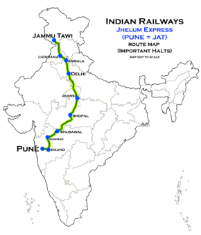 Jhelum Express маршрут картасы