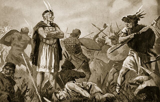 Description de l'image John Harris Valda - Huscar and Atahualpa fighting over the Inca Empire.jpg.