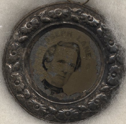 Joseph Lane campaign button from 1860