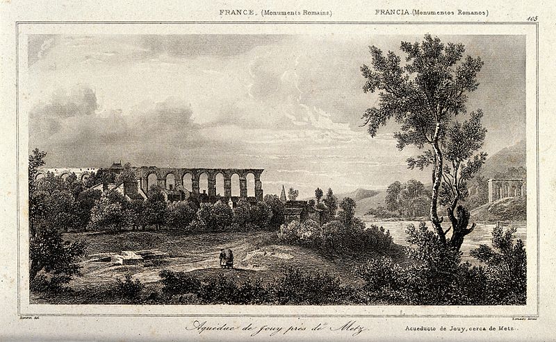 File:Jouy aqueduct, near Metz. Engraving after Danvin. Wellcome V0020171.jpg