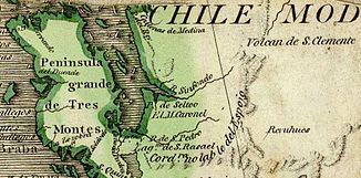 1775: De Río Aisén op de kaart van Juan de la Cruz Cano y Olmedilla van Zuid-Amerika heette Río Sinfondo ('Deep River')