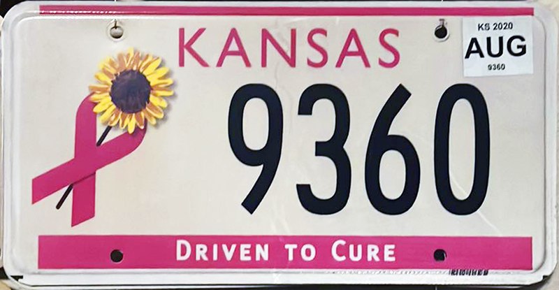File:Kansas License Plate Breast Cancer Flat - Photo Credits to Nathan Kuehn.jpg