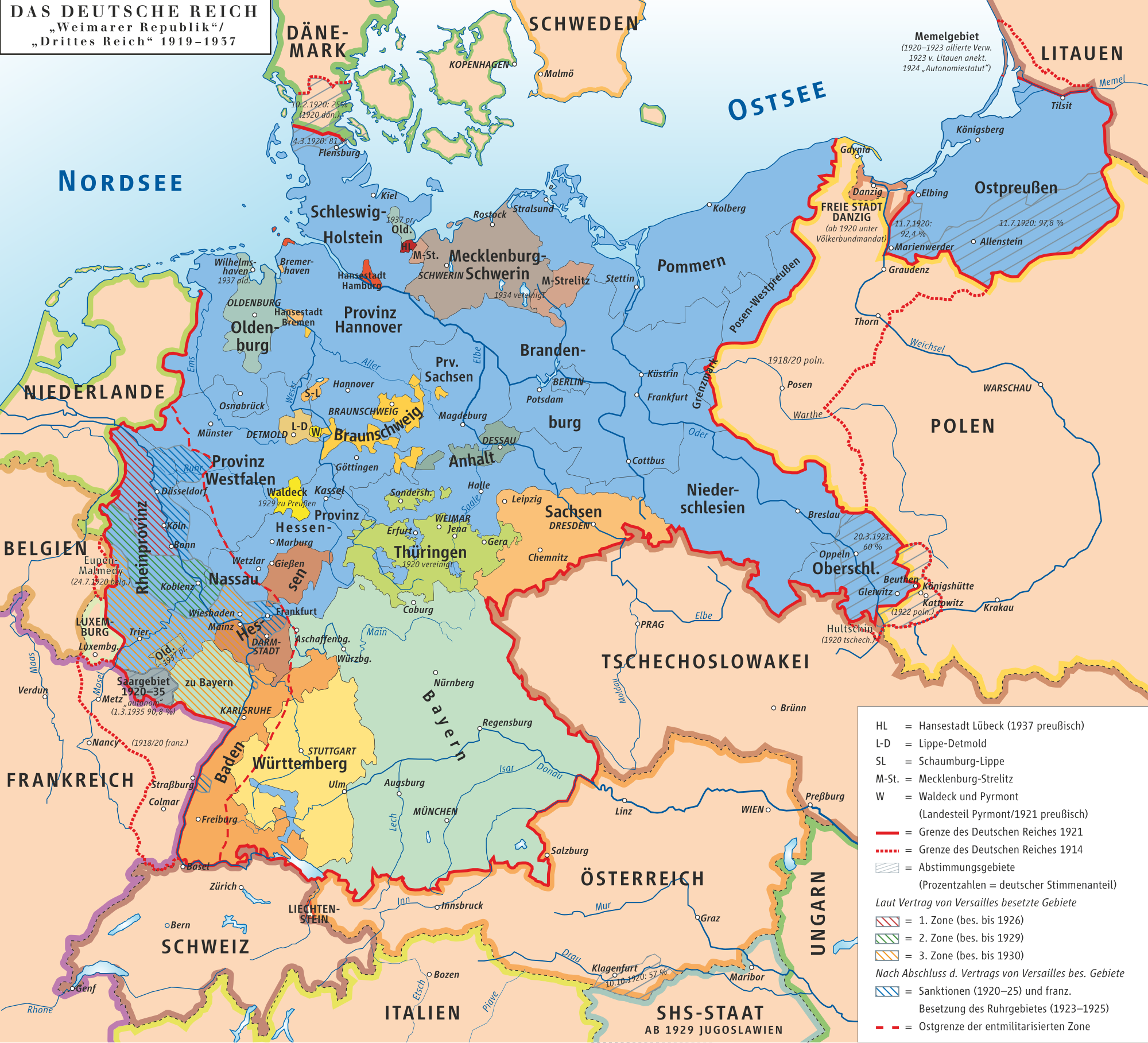 deutschland 1919 karte Datei Karte Des Deutschen Reiches Weimarer Republik Drittes Reich 1919 1937 Svg Wikipedia deutschland 1919 karte