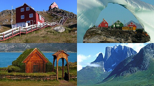 Clockwise from top left: Qaqortoq, Alluitsup Paa, Ulamertorsuaq, Qassiarsuk