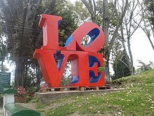 Love sculpture displayed at the Parque metropolitano El Lago in Bogota, Colombia LOVE sculpture Bogota.jpg