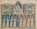 La foule des élus, Apocalypsis Gallice, College Corpus Christi, ms 394, fol 22r.png
