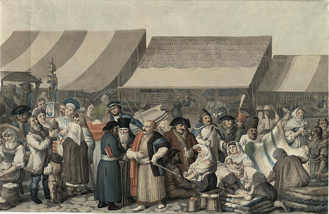 A market scene in Transylvania, 1818