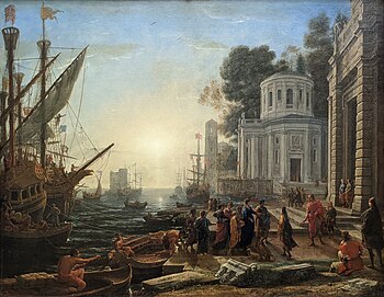 Le débarquement de Cléopâtre à Tarse - 1642-1643 - Claude Gellée dit le Lorrain - Louvre - INV 4716 ; MR 1738.jpg