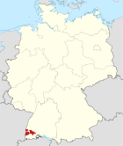 Map of Germany, position of the Breisgau-Hochschwarzwald district highlighted