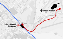 Map of the Luton DART airport transit Luton DART map.png