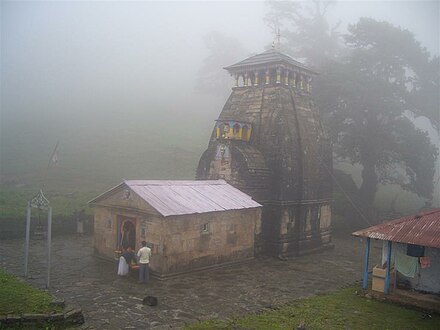 Early morning view of the temple in foggy weather