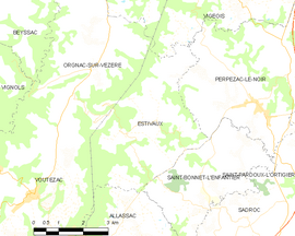 Mapa obce Estivaux