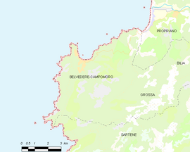 Mapa obce Belvédère-Campomoro