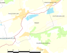 Mapa obce Tréhet