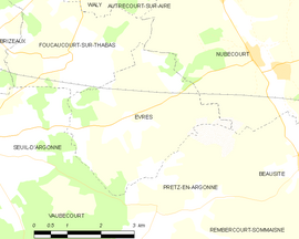 Mapa obce Èvres