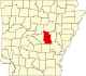 State map highlighting Lonoke County