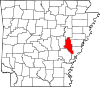 Map of Arkansas highlighting Monroe County.svg