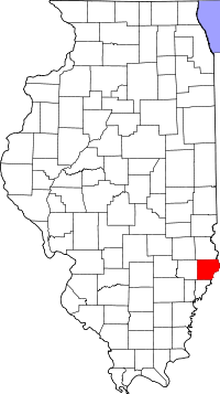 Map of Ilinois highlighting Lawrence County
