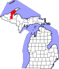 Map of Michigan highlighting Houghton County.svg Map of Michigan highlighting Houghton County.svg