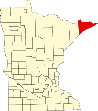 Map of Minnesota highlighting Cook County