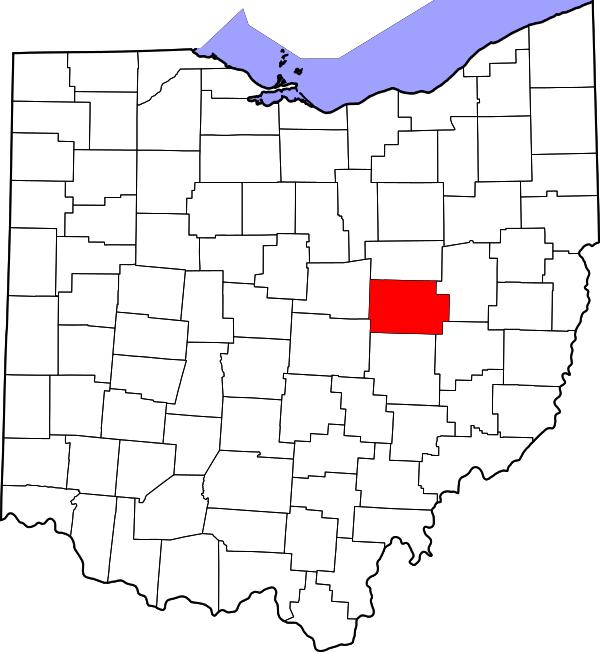 Map of Ohio highlighting Coshocton County