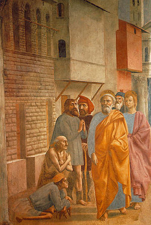St Peter Healing the Sick with His Shadow, by Masaccio. Masacc14.jpg