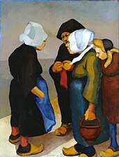 Femmes du Cap Sizun en conversation (1922), huile sur papier marouflé sur toile, 118 × 89 cm.