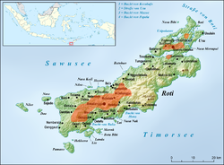 Links eine Karte der ursprünglichen Verbreitung von McCords Schlangenhalsschildkröte auf Roti. Der Typusfundort von C. m. mccordi liegt in Busalangga, im Zentrum der Insel (orange). Der Typusfundort von C. m. roteensis befindet sich im Nordosten am Danau Oendui, auf der Tapuafu-Halbinsel.[2] Rechts eine Karte der Gewässer und Orte in der Gemeinde Lautém (Osttimor) mit der vermuteten Verbreitung von McCords Schlangenhalsschildkröte (orange). Der Typusfundort von C. m. timorensis liegt am Westufer des Sees Ira Lalaro. Sie lebt auch in den Nebenflüssen des Sees und am Irebere im Verwaltungsamt Iliomar im Südwesten.[3]