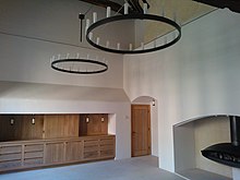 The modernised Medieval Kitchen which was renovated in 2010-12, along with other changes to dining and some living rooms, in a series of building work known as "Project Q" Mediaeval Kitchen at Brasenose College.jpg