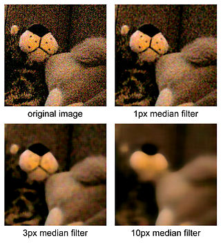 <span class="mw-page-title-main">Median filter</span> Non-linear digital filtering technique to remove noise
