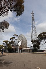 Communications tower and satellite dish for tracking marine traffic.