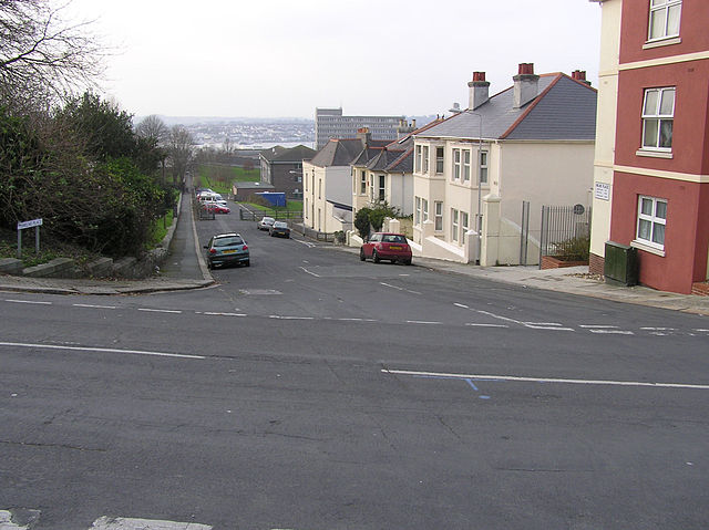 View down Milne Place towards the ferry; Moorsom's route would have descended this gradient